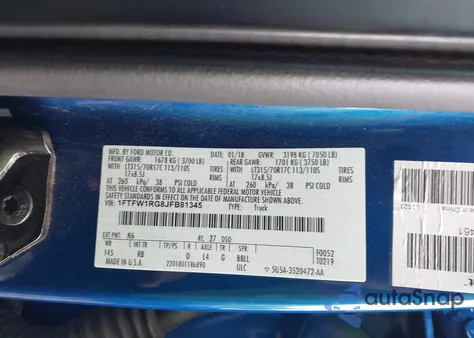 2018 Ford F-150 Raptor из США, поврежденный, VIN 1FTFW1RG8JFB81345